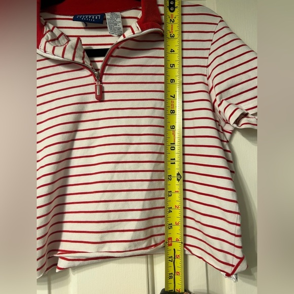 90’s Vintage Liz Claiborne Lizsport Cropped Red and White Striped Polo - Picture 5 of 6